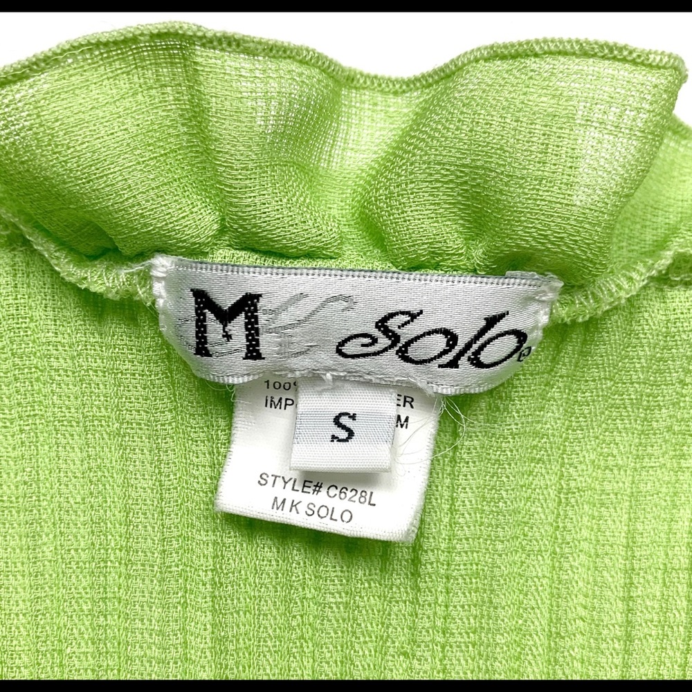 Vintage 90s lime green ruffle blouse top - Picture 8 of 10
